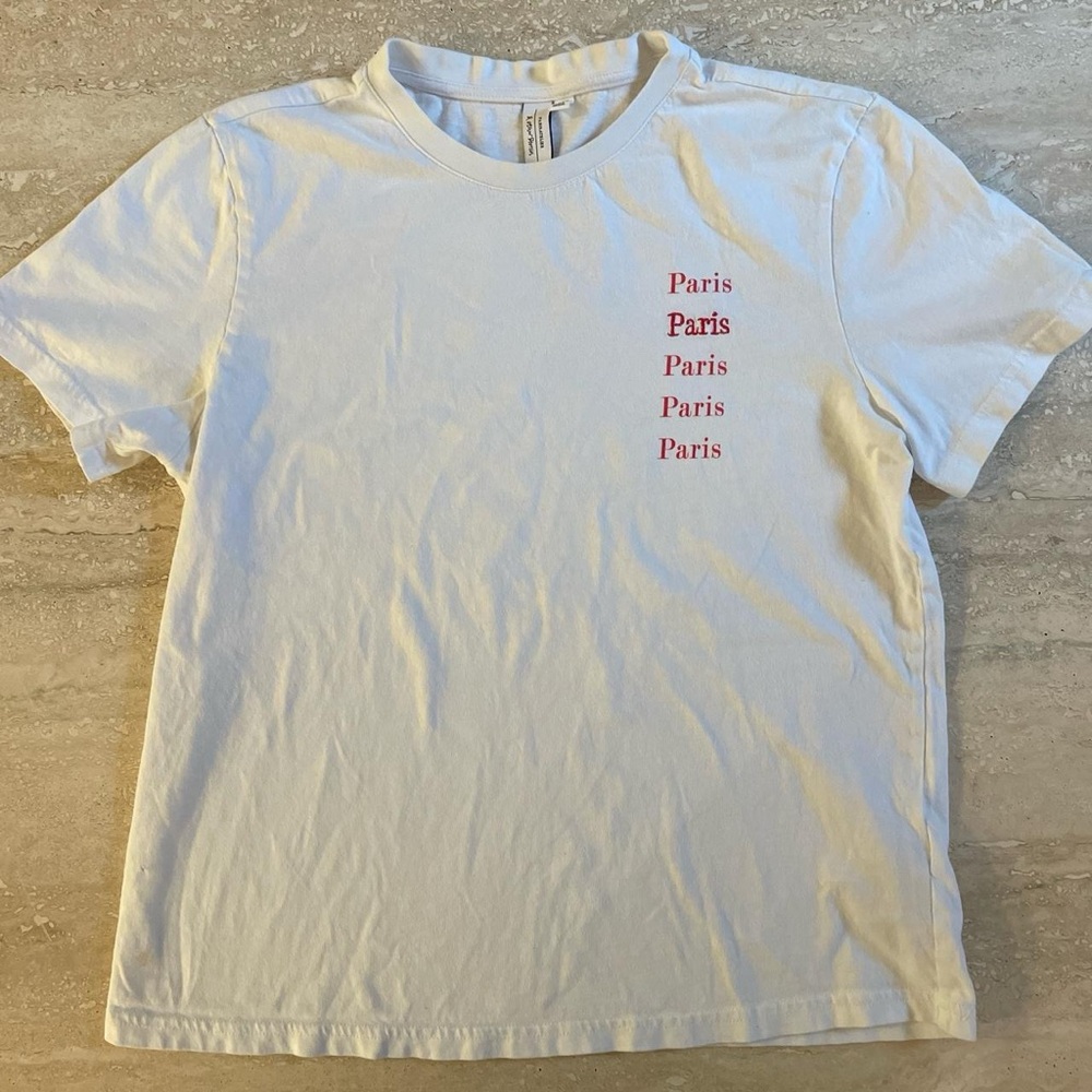 & Other Stories White Tee with Red Paris Print